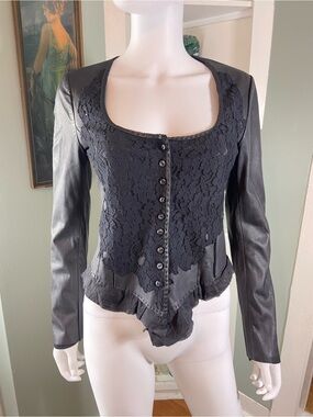 NWT New Nigel Preston for Free People Leather Lace Corset Top Blouse Small S